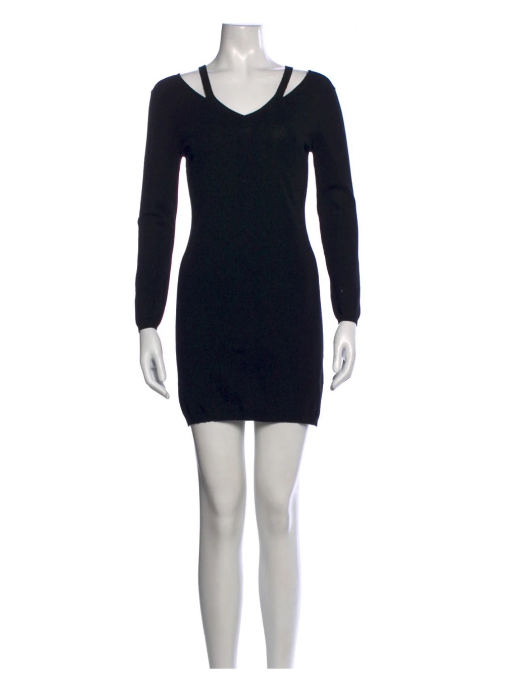NWT Theory Black V-Neck Long Sleeve Knit Mini Margolina Dress